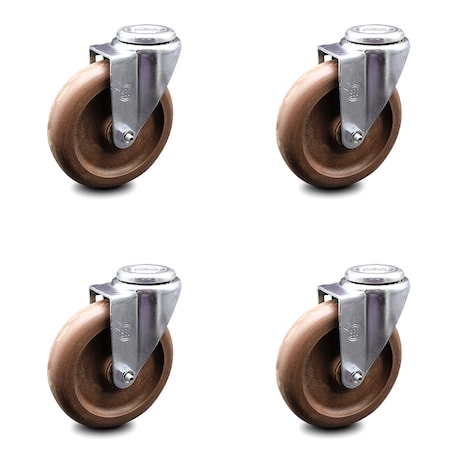 Service Caster 5 Inch High Temp Glass Filled Nylon Wheel Swivel Bolt Hole Caster Set SCC SCC-BH20S514-GFNSHT-4